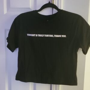 womens Black Graphic crop tee